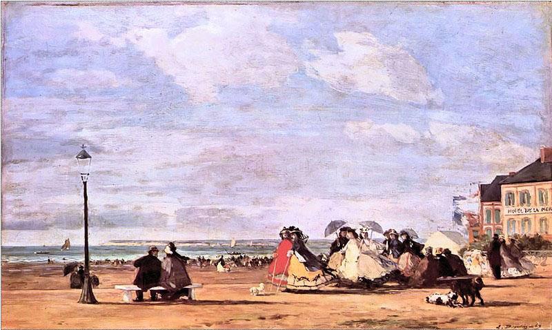 Eugene Boudin Kaiserin Eugenie am Strand von Trouville oil painting picture
